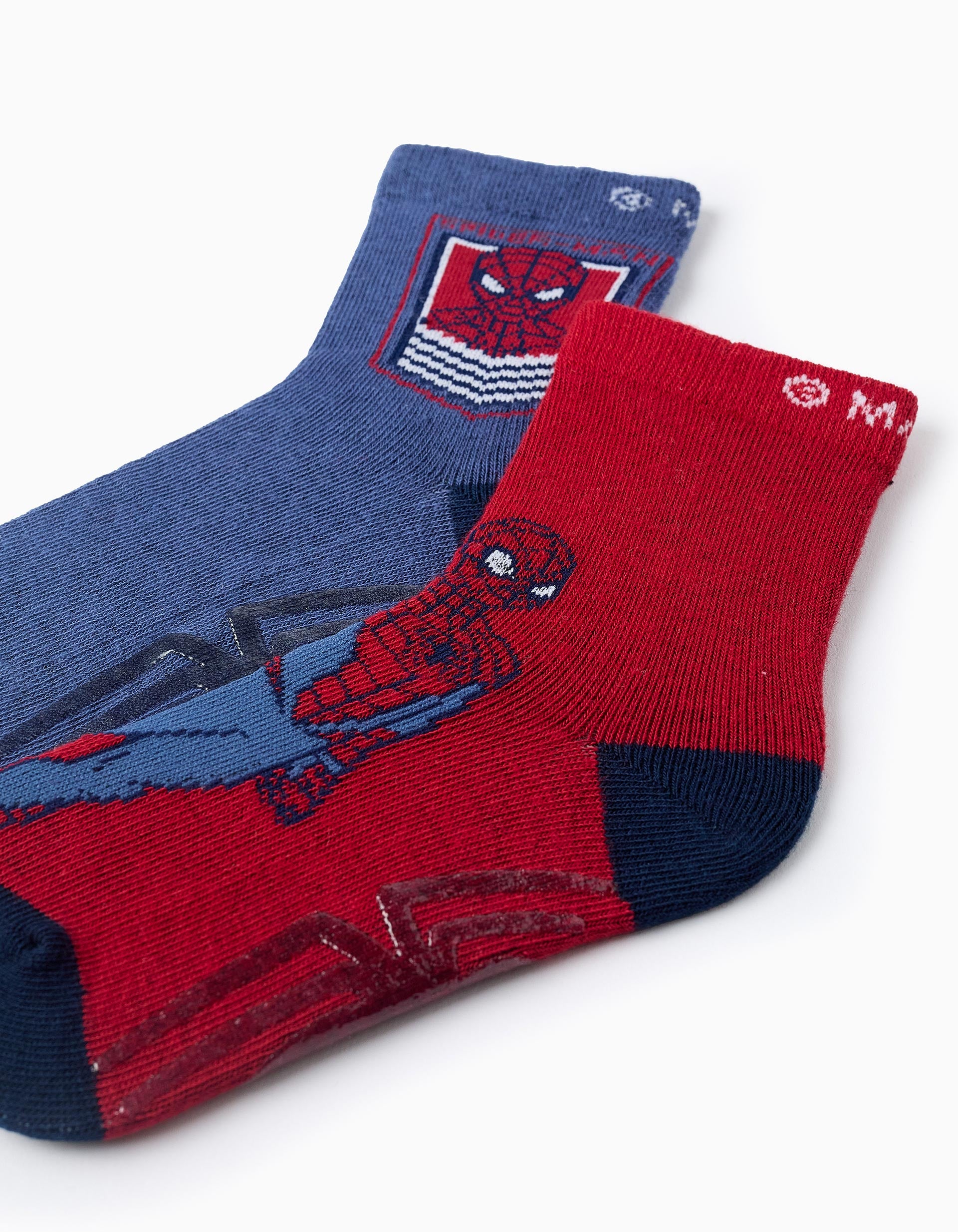 Pack of 2 Non-Slip Socks for Boys 'Spider-Man', Blue/Red