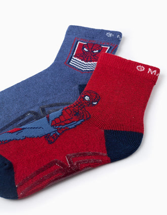 Pack 2 Chaussettes Antidérapantes pour Garçon 'Spider-Man', Bleu/Rouge