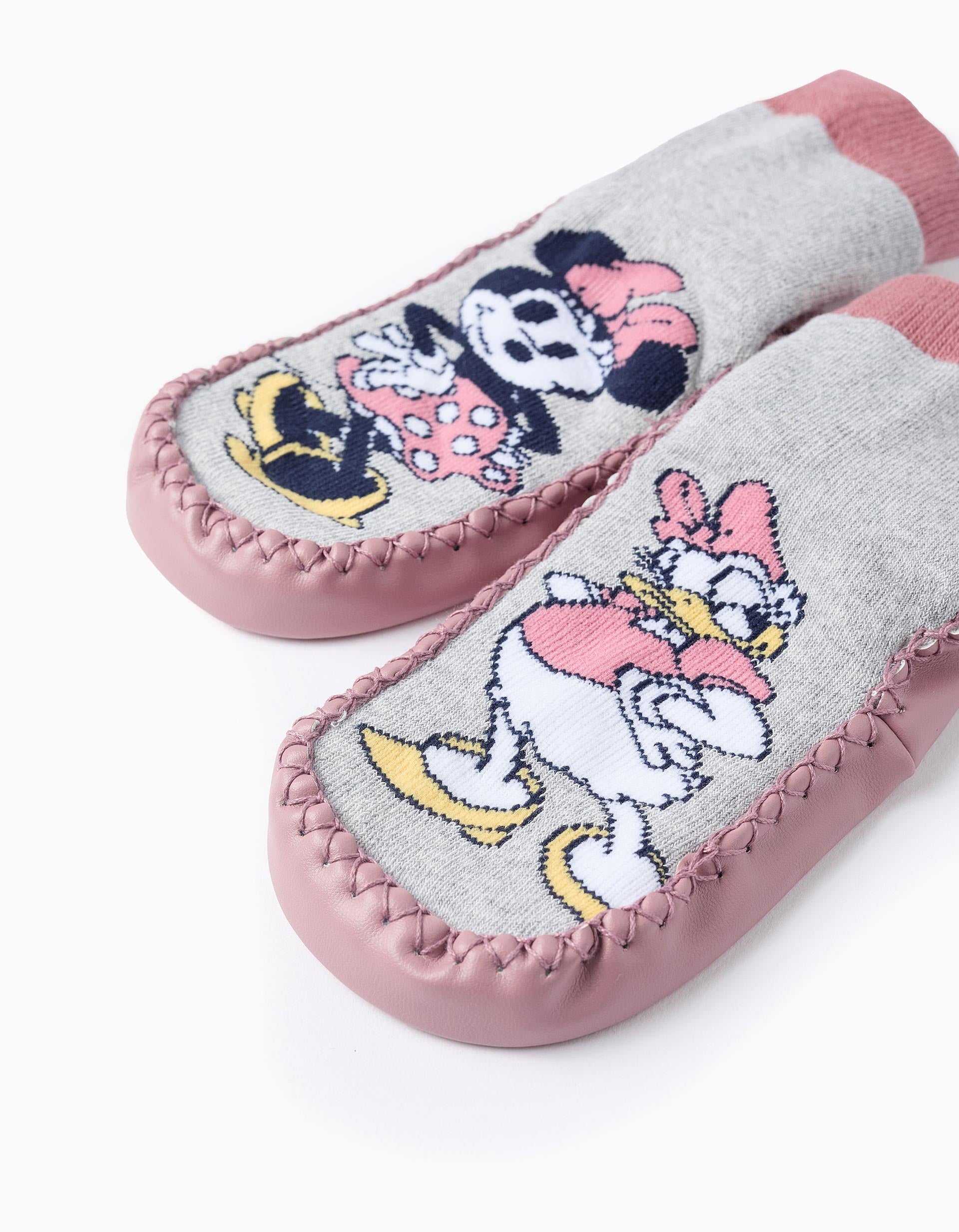 Socks-Slippers for Girls 'Minnie & Daisy', Pink/Grey