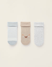 Pack of 3 Non-Slip Socks for Baby Boys 'Dots', Multicolour