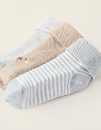Pack 3 de Medias Antideslizantes para Bebé Niño 'Dots', Multicolor