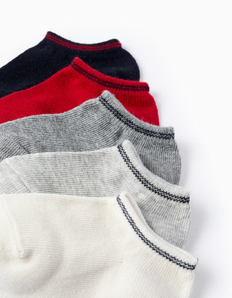 Pack 5 Pares de Meias Curtas com Riscas para Bebé Menino, Multicolor