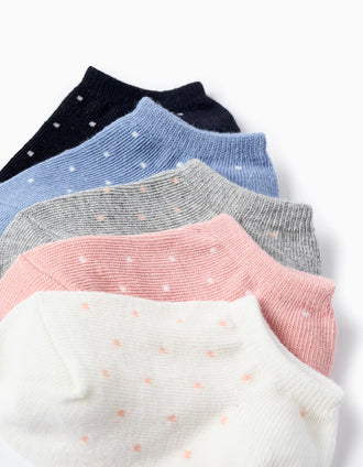 Pack 5 Pares de Meias Curtas às Pintinhas para Bebé Menina, Multicolor