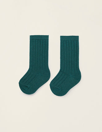 Meias Altas Caneladas para Bebé Menino, Verde