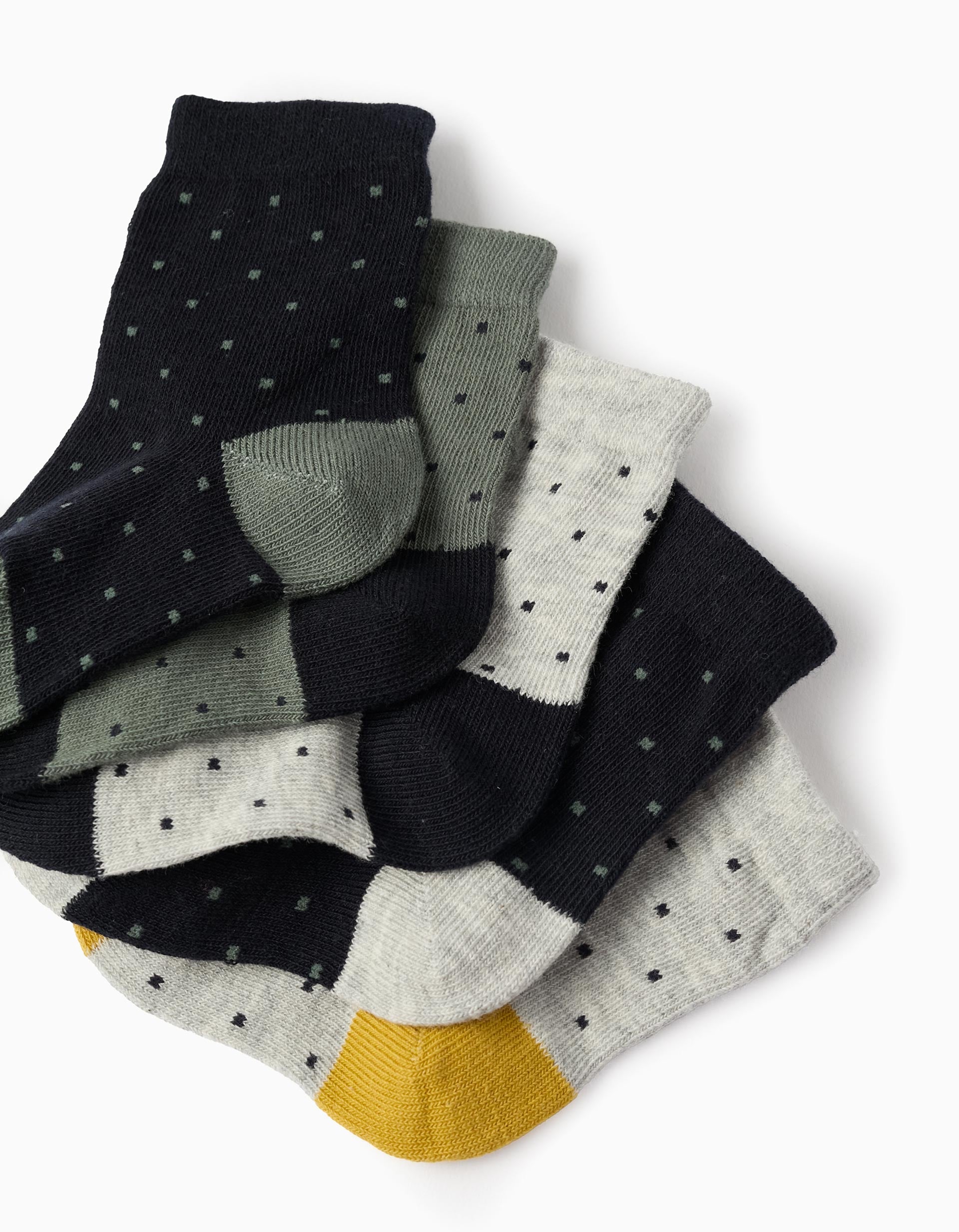 Pack of 5 Pairs of Socks for Baby Boys 'Polka Dots', Multicolour