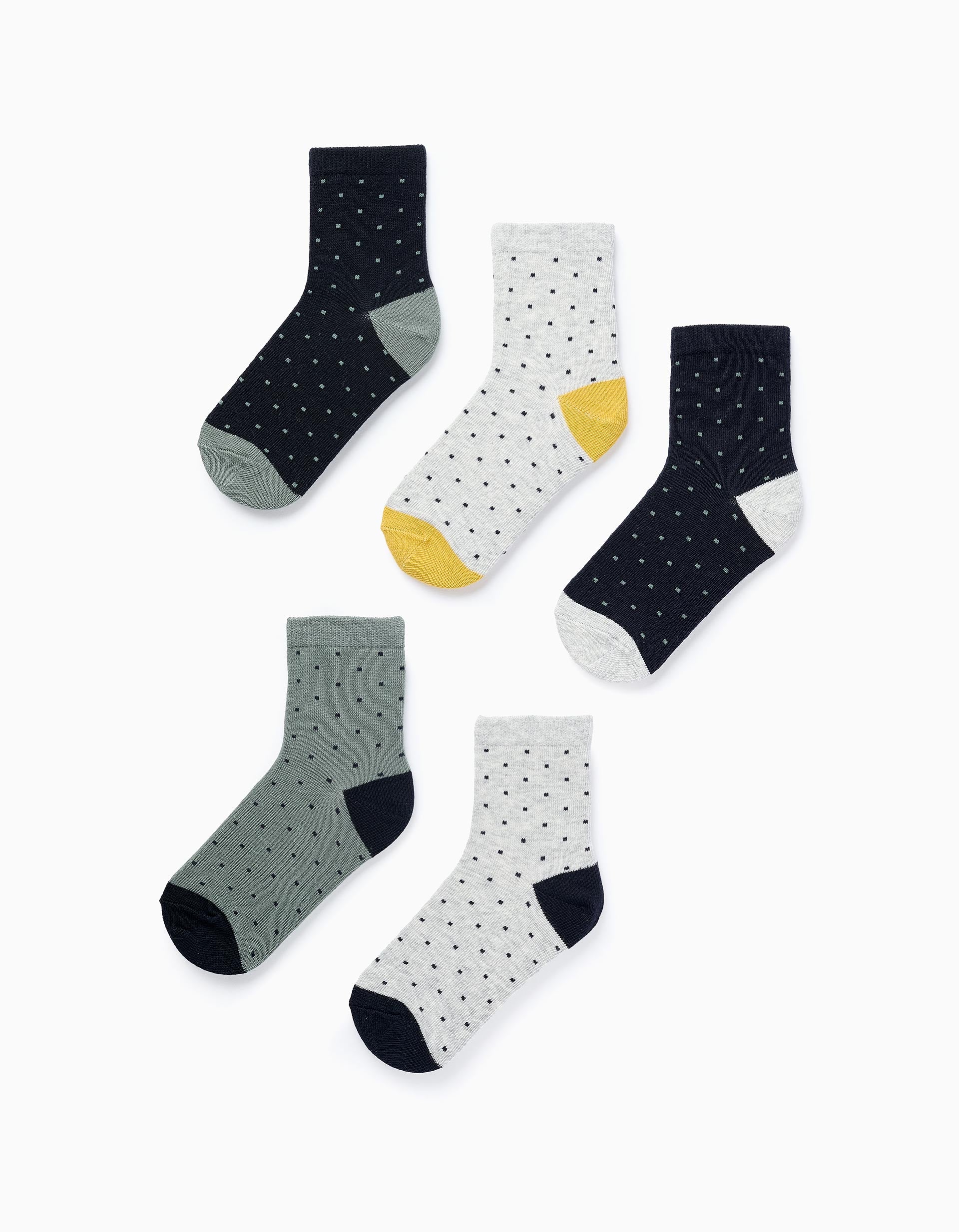 Pack of 5 Pairs of Socks for Boys 'Polka Dots', Multicolour