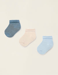Pack 3 Pares de Meias com Dobra para Bebé Menino, Multicolor