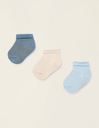 Pack 3 Pares de Calcetines con Vuelta para Bebé Niño, Multicolor