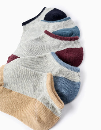 Pack 5 Pares de Calcetines Cortos Bicolores para Bebé Niño, Multicolor