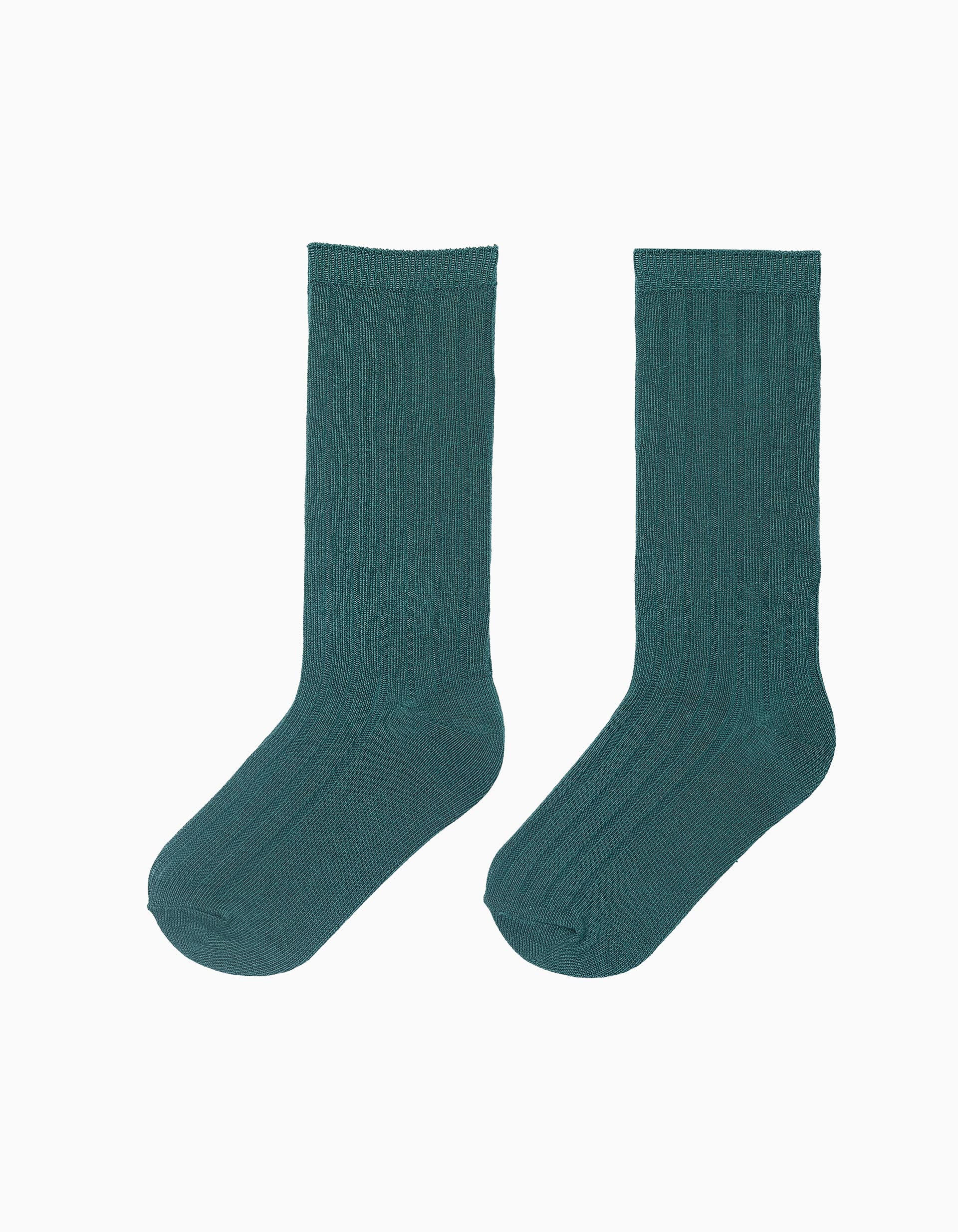 Ribbed High Socks for Boys, Green