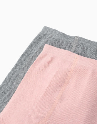 Pack 2 Collants de Malha para Menina, Rosa/Cinza