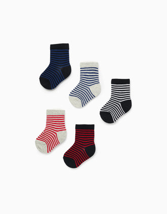 Pack 5 Pares de Calcetines para Bebé Niño 'Rayas', Multicolor