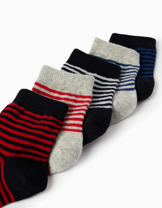 Pack 5 Pares de Calcetines para Bebé Niño 'Rayas', Multicolor