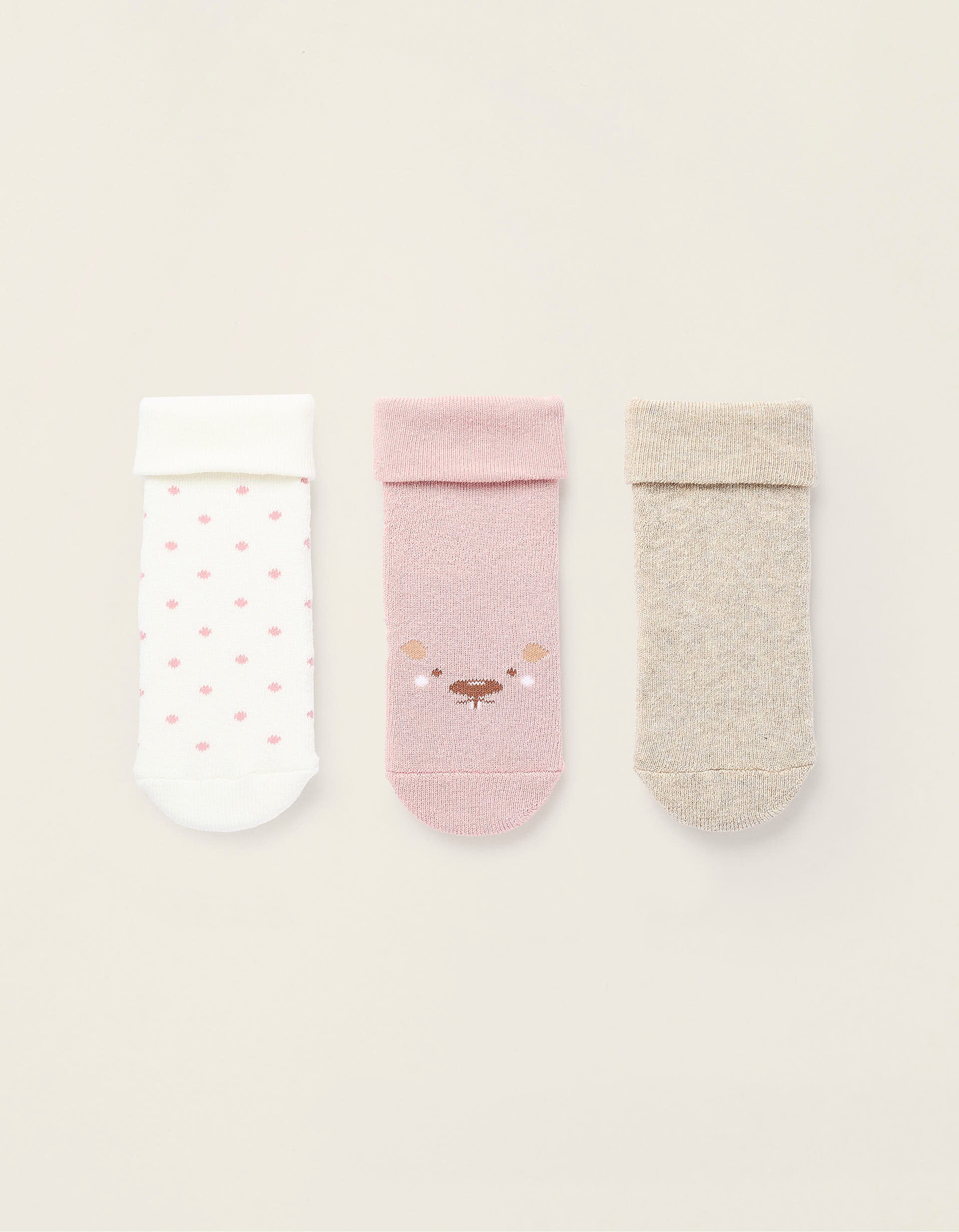 Pack of 3 Non-Slip Socks for Baby Girls 'Dots', Multicolour