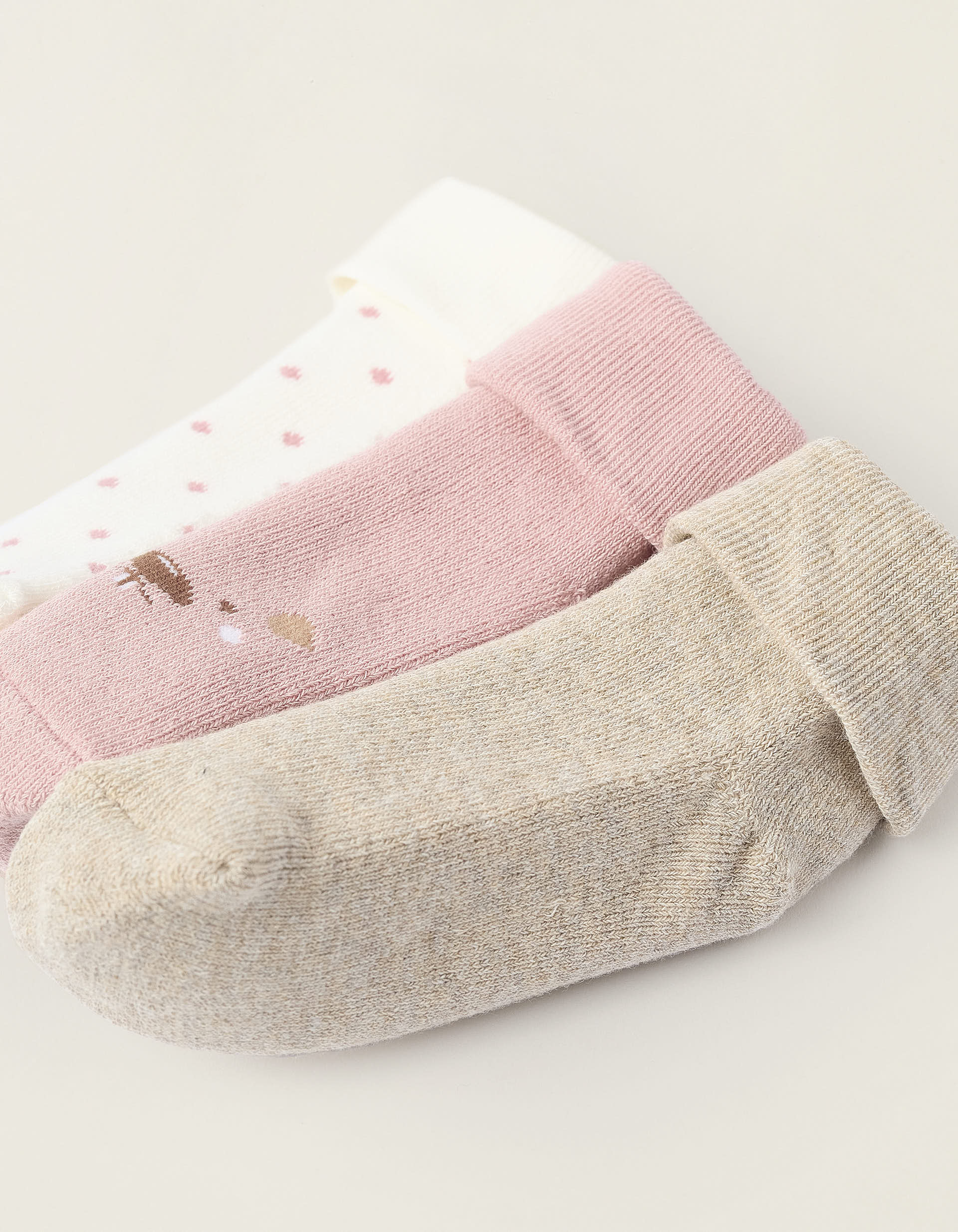 Pack of 3 Non-Slip Socks for Baby Girls 'Dots', Multicolour