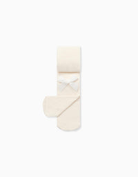Collants en Microfibre avec Nœud pour Bébé Fille, Blanc