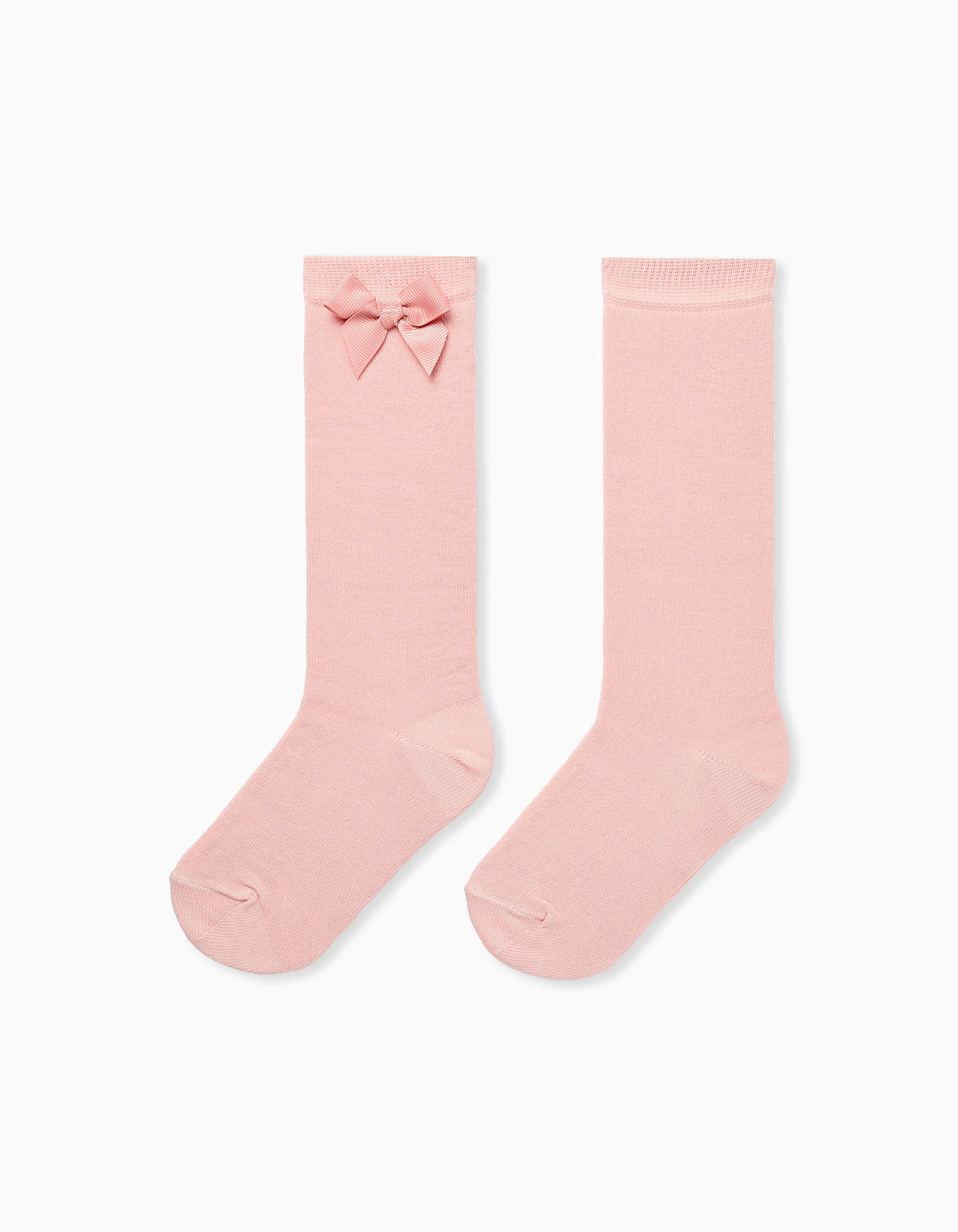 Chaussettes Hautes avec Nœud pour Fille, Rose