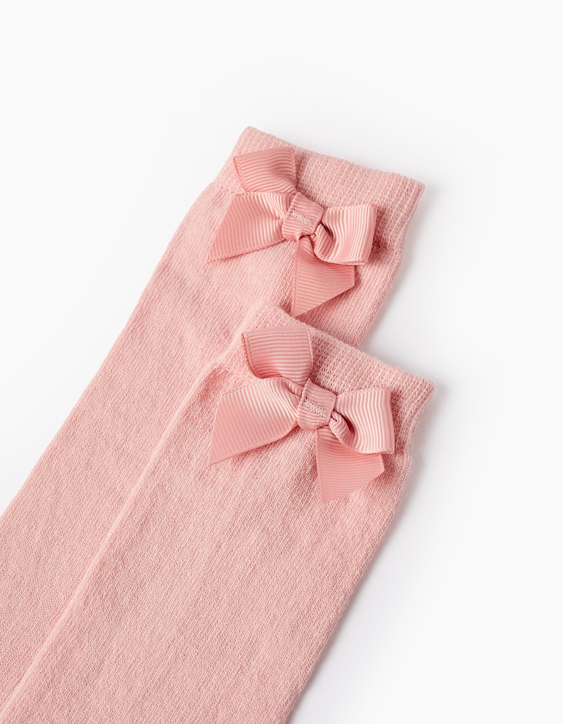 Chaussettes Hautes avec Nœud pour Fille, Rose