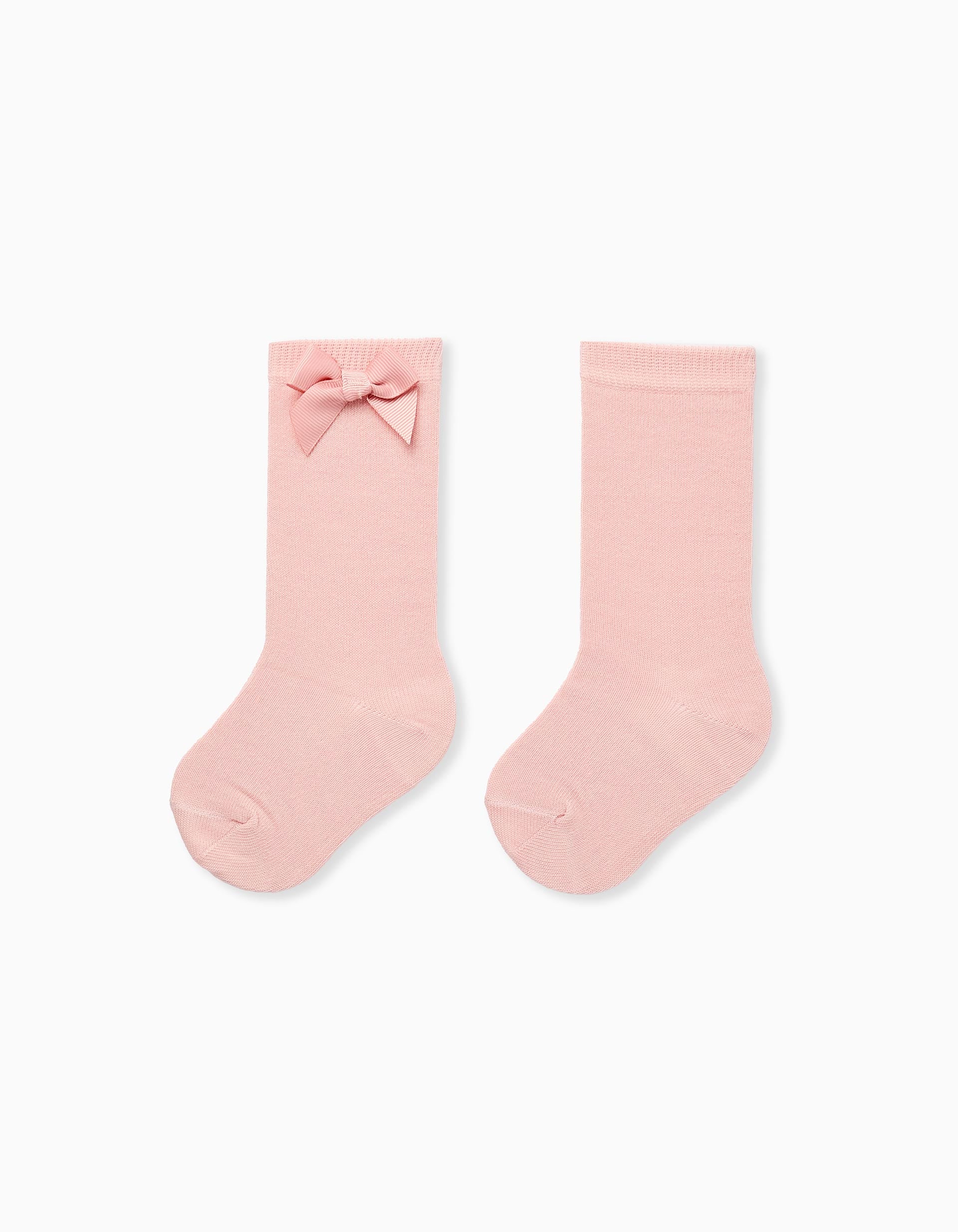 High Socks with Bow for Baby Girls, Pink