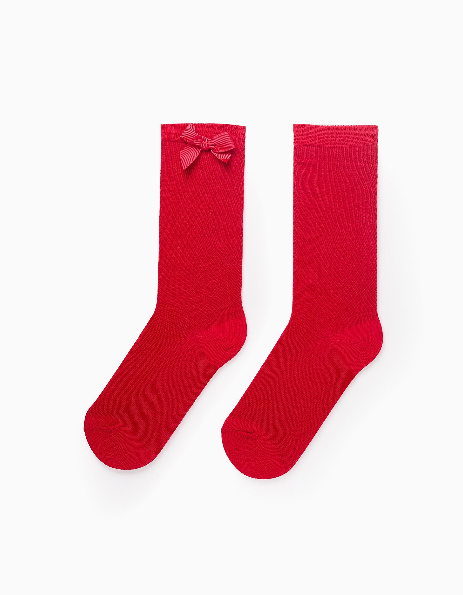 Chaussettes Hautes avec Nœud pour Fille, Rouge