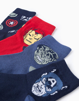 Pack 4 Paires de Chaussettes pour Garçon 'Avengers', Bleu/Rouge