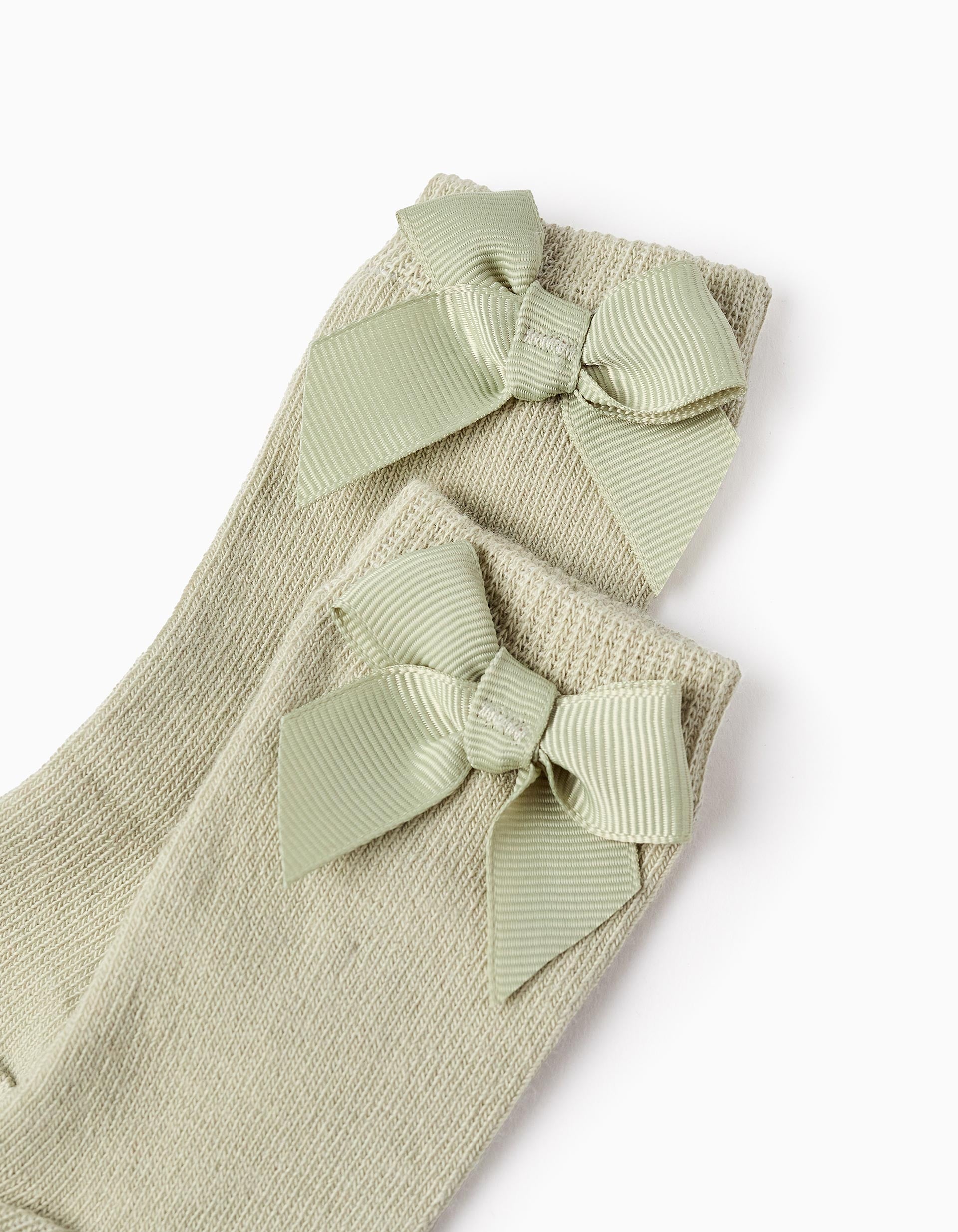 High Socks with Bow for Baby Girls, Green