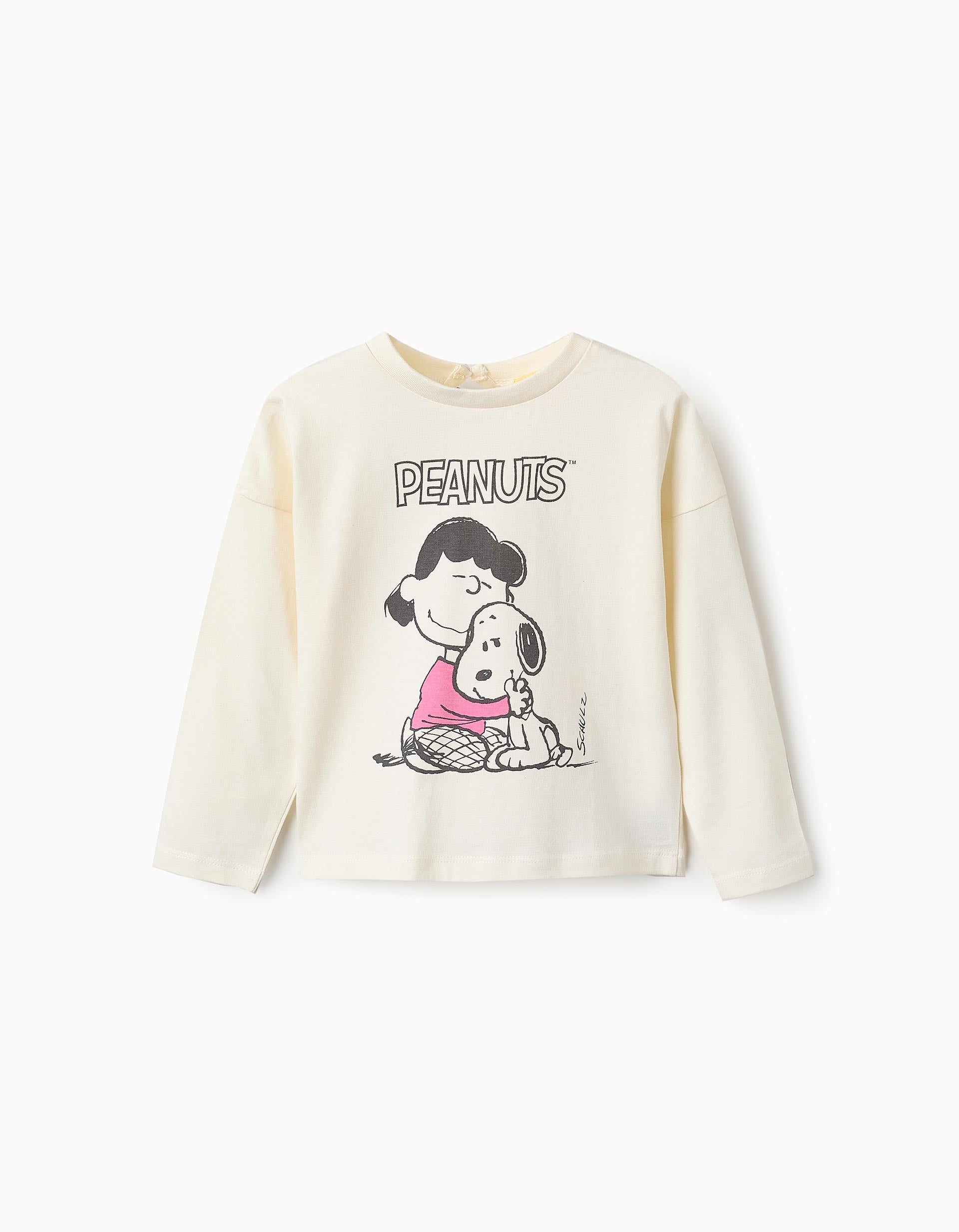 T-shirt à Manches Longues pour Bébé Fille 'Lucy & Snoopy', Blanc