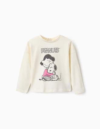 Camiseta de Manga Larga para Bebé Niña 'Lucy & Snoopy', Blanco