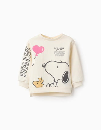 Sudadera de Algodón para Bebé Niña 'Snoopy & Woodstuck', Blanco