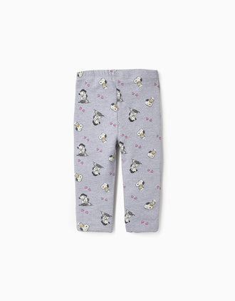 Legging Perchado para Bebé Niña 'Snoopy & Lucy', Gris