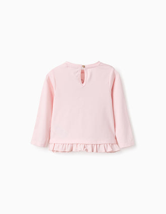 Camiseta de Algodón con Volantes para Bebé Niña 'Minnie', Rosa