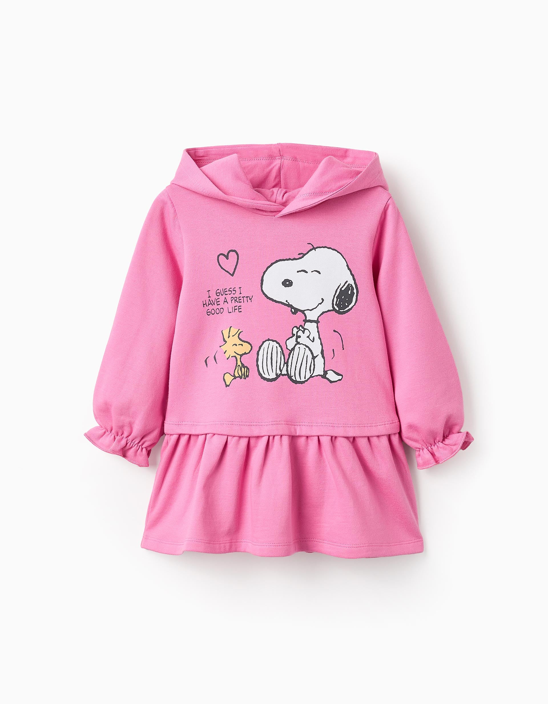 Cotton Sweatshirt Dress for Baby Girls 'Snoopy & Woodstock', Pink