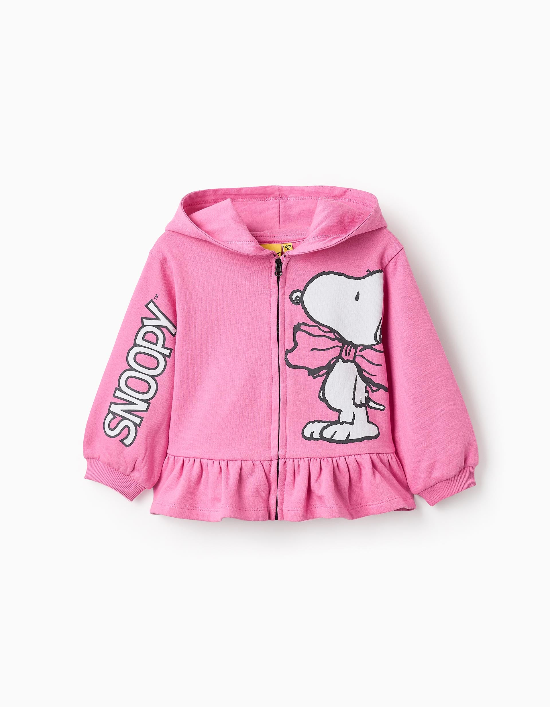 Hooded Jacket in Cotton for Baby Girls 'Snoopy', Pink