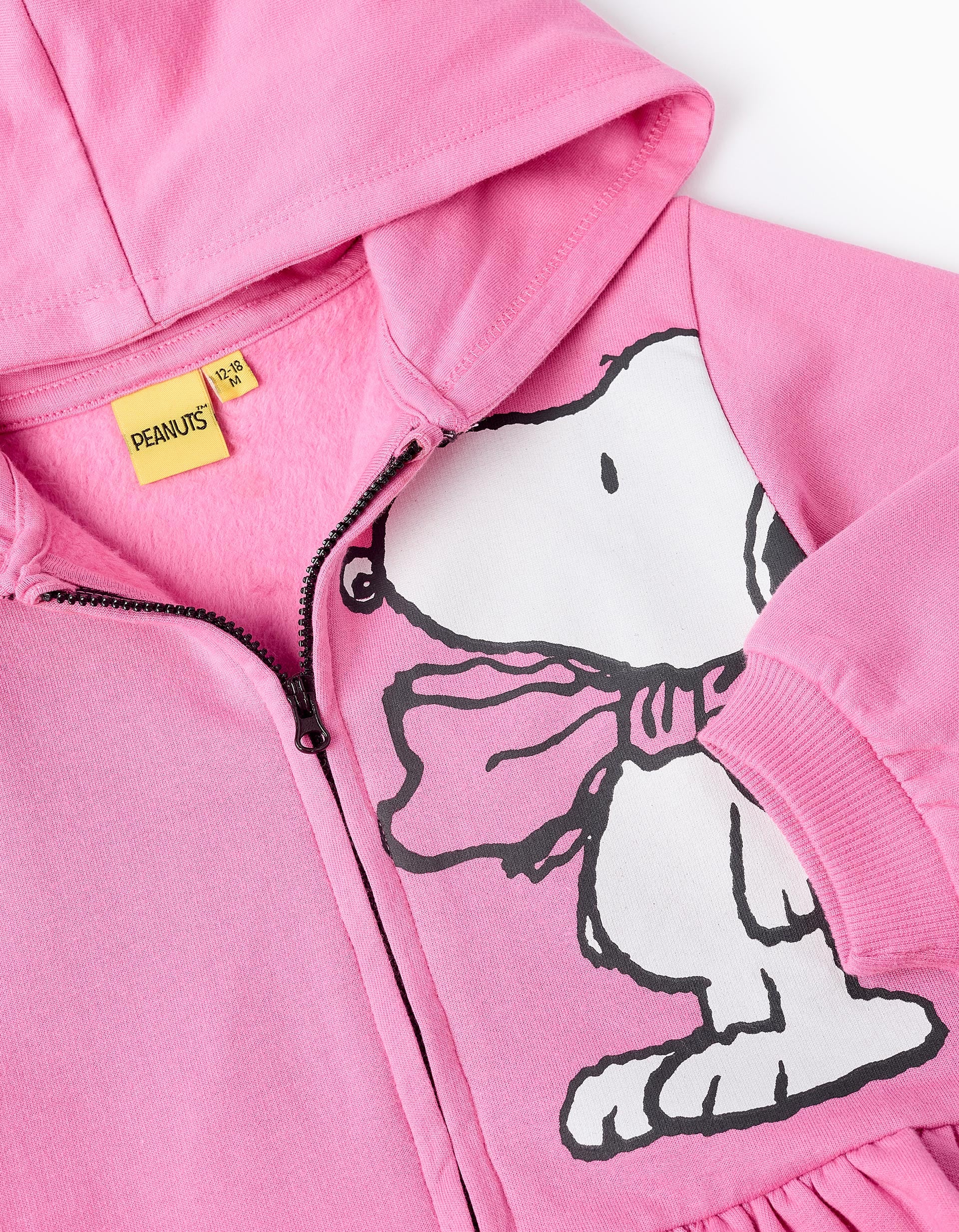 Hooded Jacket in Cotton for Baby Girls 'Snoopy', Pink