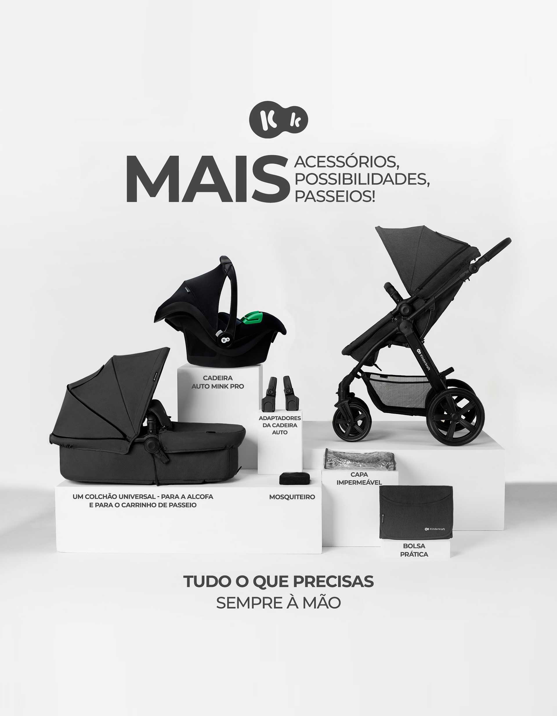 Conjunto De Rua 3 Em 1 Kinderkraft Moov Ct, Black