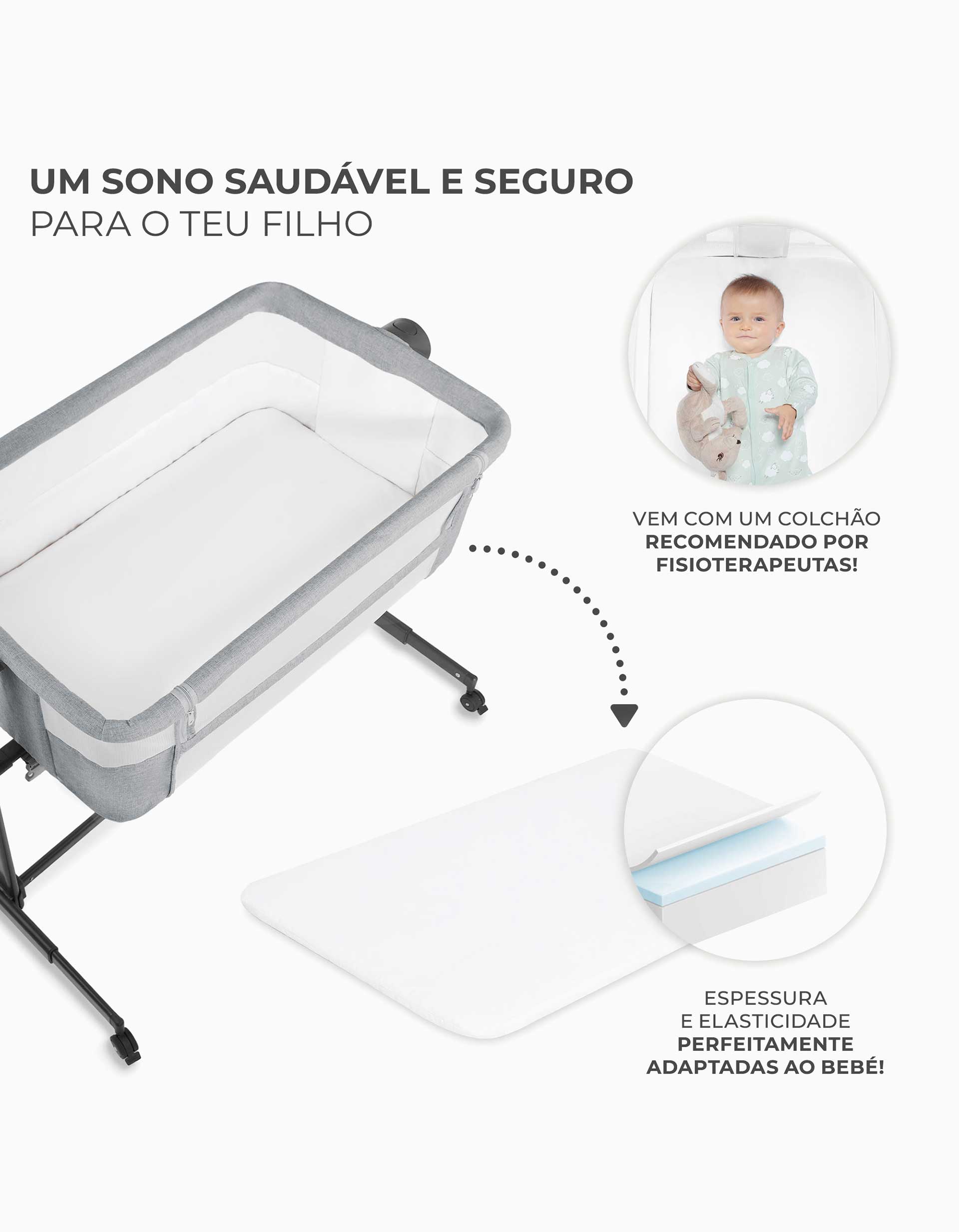 Berço Neste Up 2 Kinderkraft, Light Grey