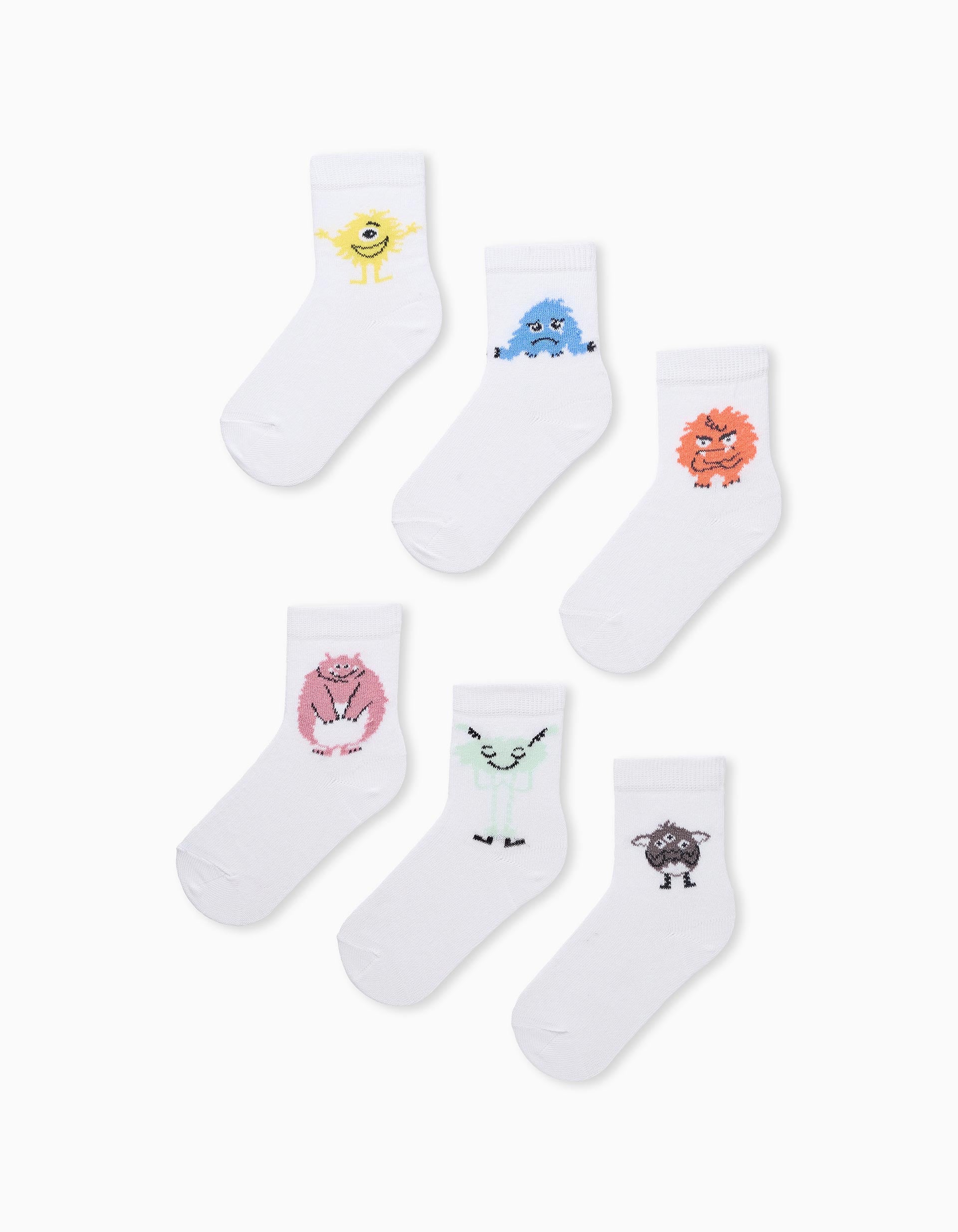 Pack of 6 Pairs of Socks for Children 'Emotions', White