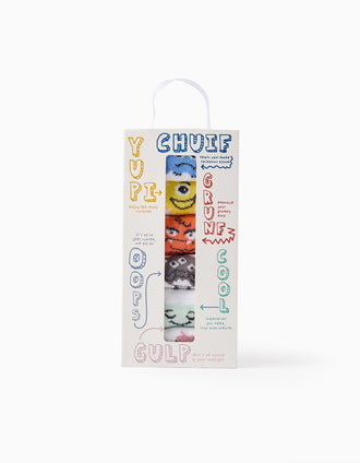 Pack 6 Paires de Chaussettes pour Enfant 'Emotions', Blanc