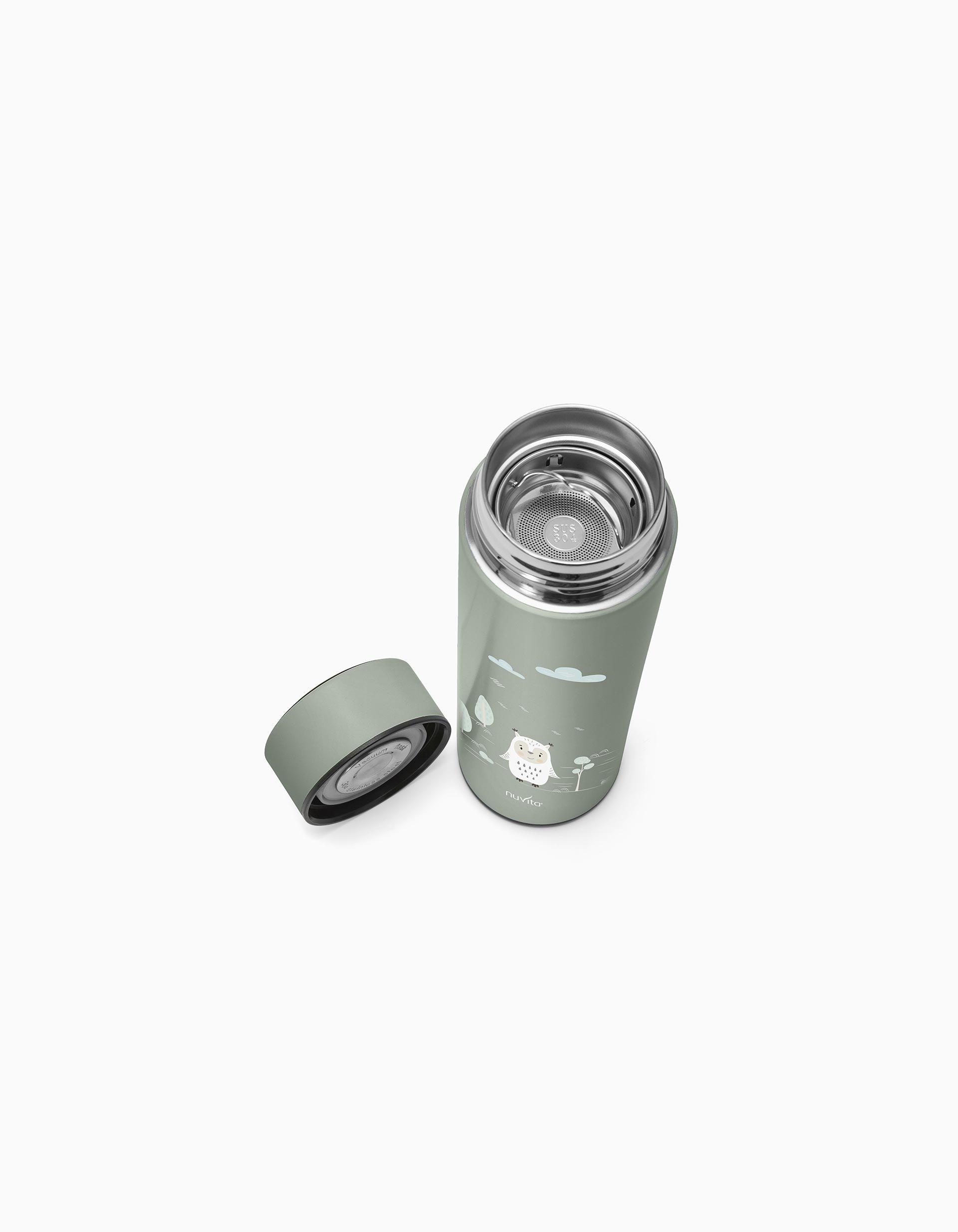 Garrafa Térmica Com Sensor De Temperatura Nuvita 500 Ml, Sage Green