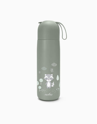 Garrafa Térmica Com Pega De Silicone Nuvita 400Ml, Sage Green