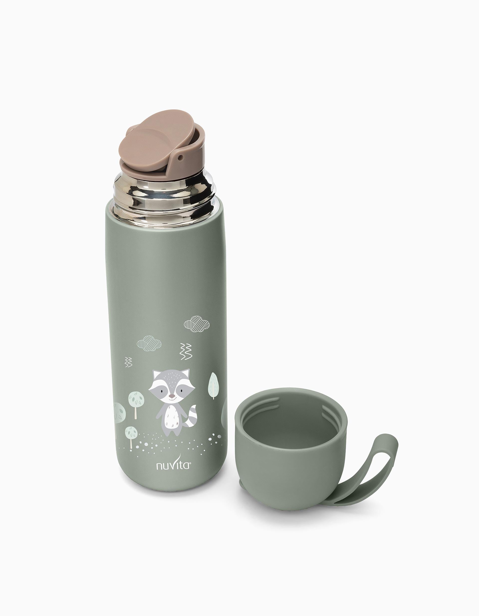 Garrafa Térmica Com Pega De Silicone Nuvita 400Ml, Sage Green