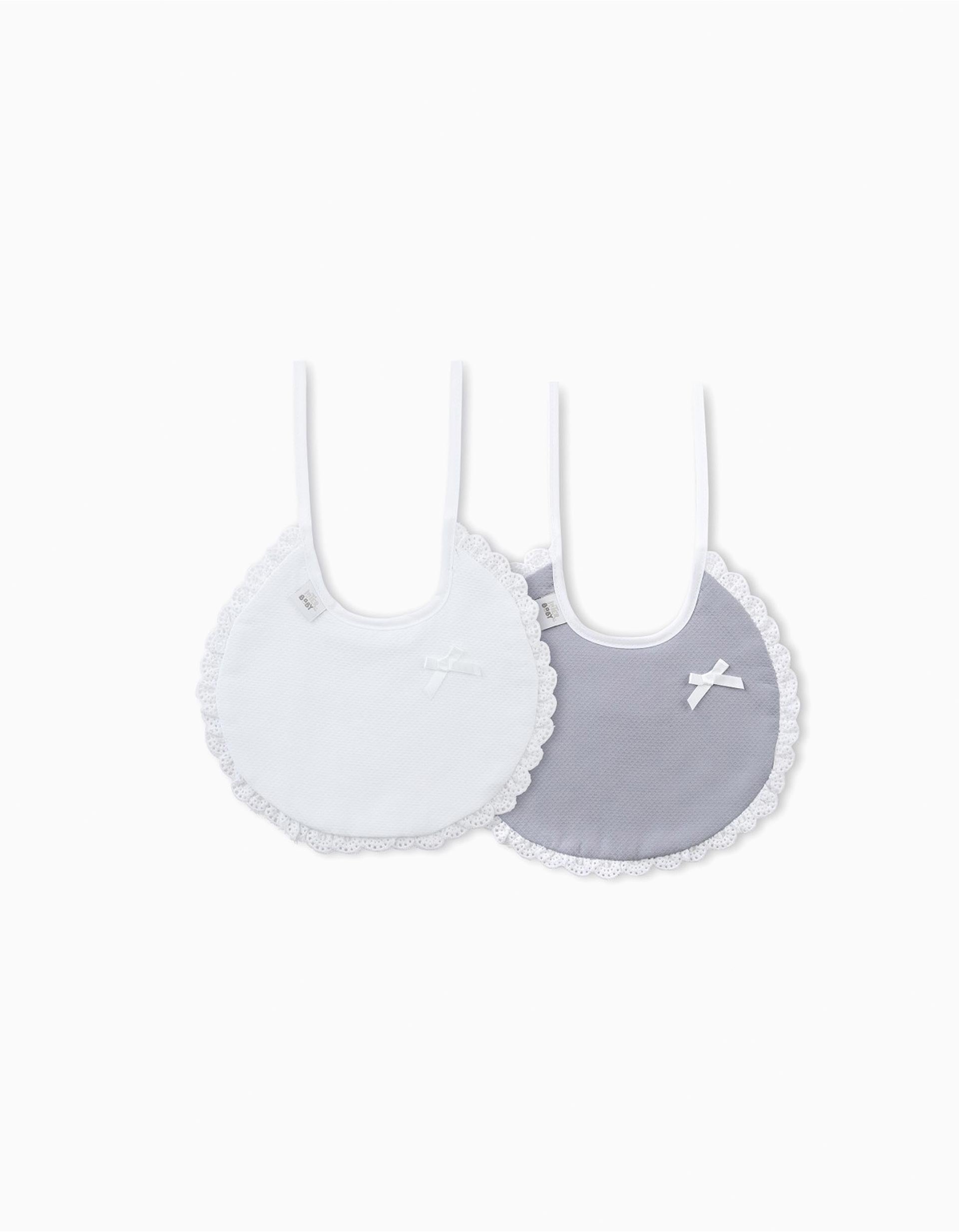 2 Babete Clássico  White/Grey Unissex Interbaby