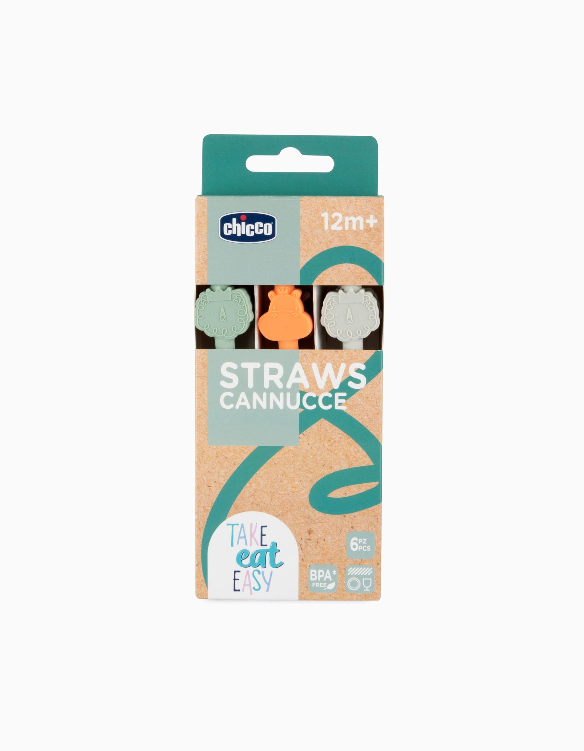 6 Palhinhas de Silicone C/ Escova Chicco 12M+